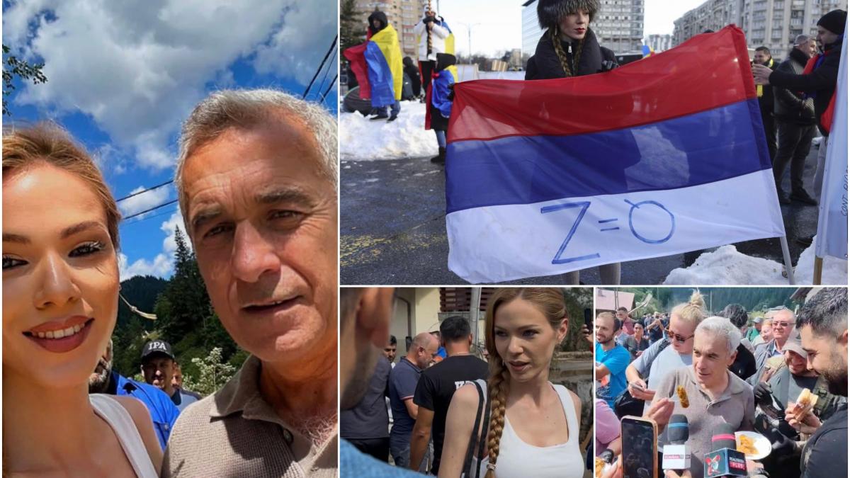 Purtatoarea steagului Rusiei la proteste alaturi de Calin Georgescu