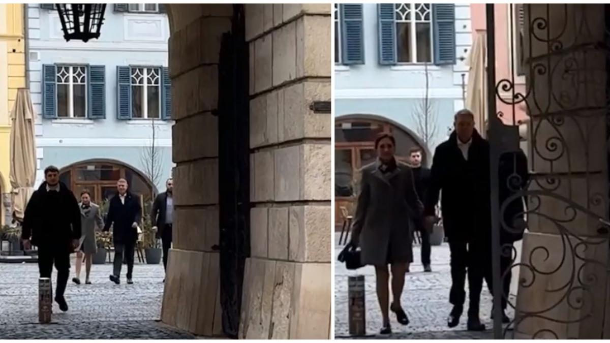 Aparitia rara a lui Klaus Iohannis insotit de sotie la slujba de Florii de la biserica din Sibiu
